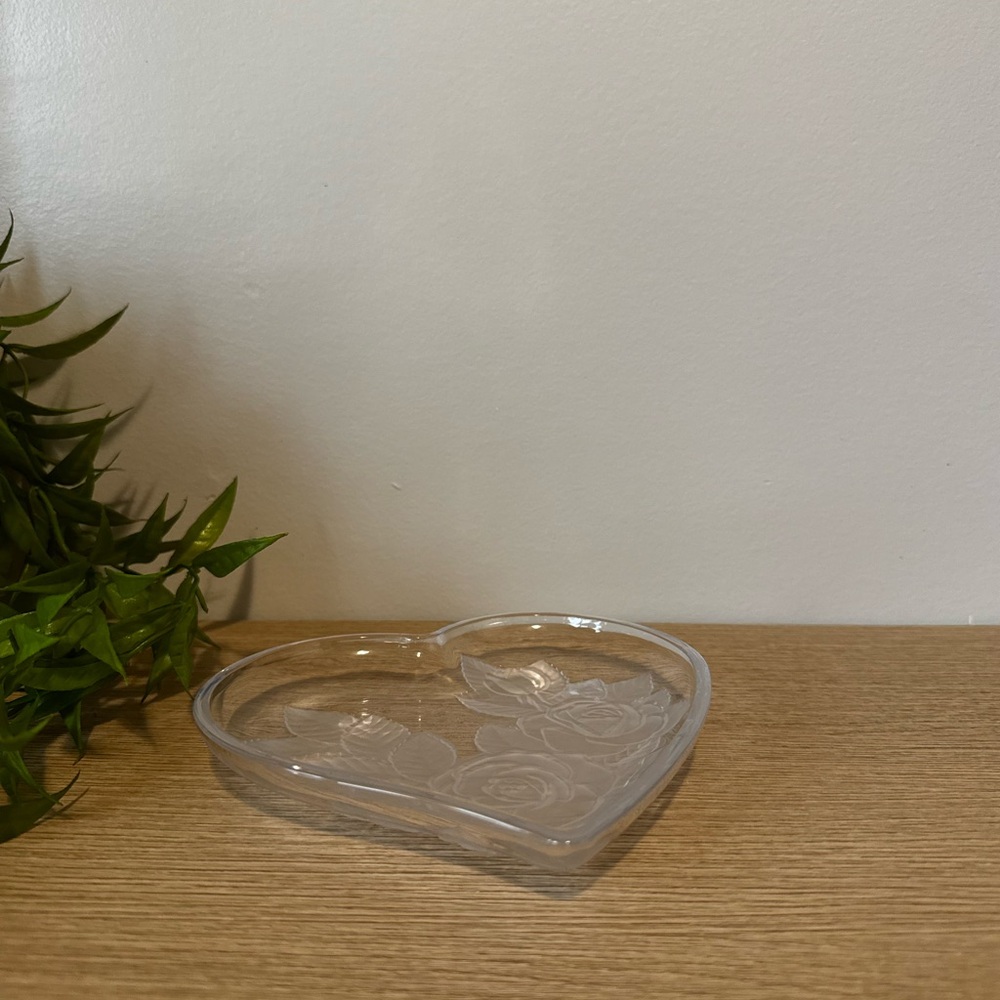 Clear and Satin Heart-Shaped Glass Dish